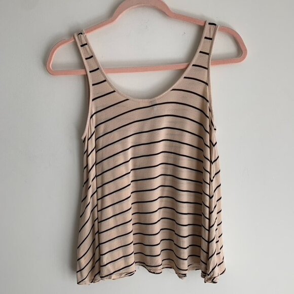 H&M Women's Tank Top Stripes Cropped Sleeveless Taupe Neutral Casual Flowy 4 - Picture 10 of 14